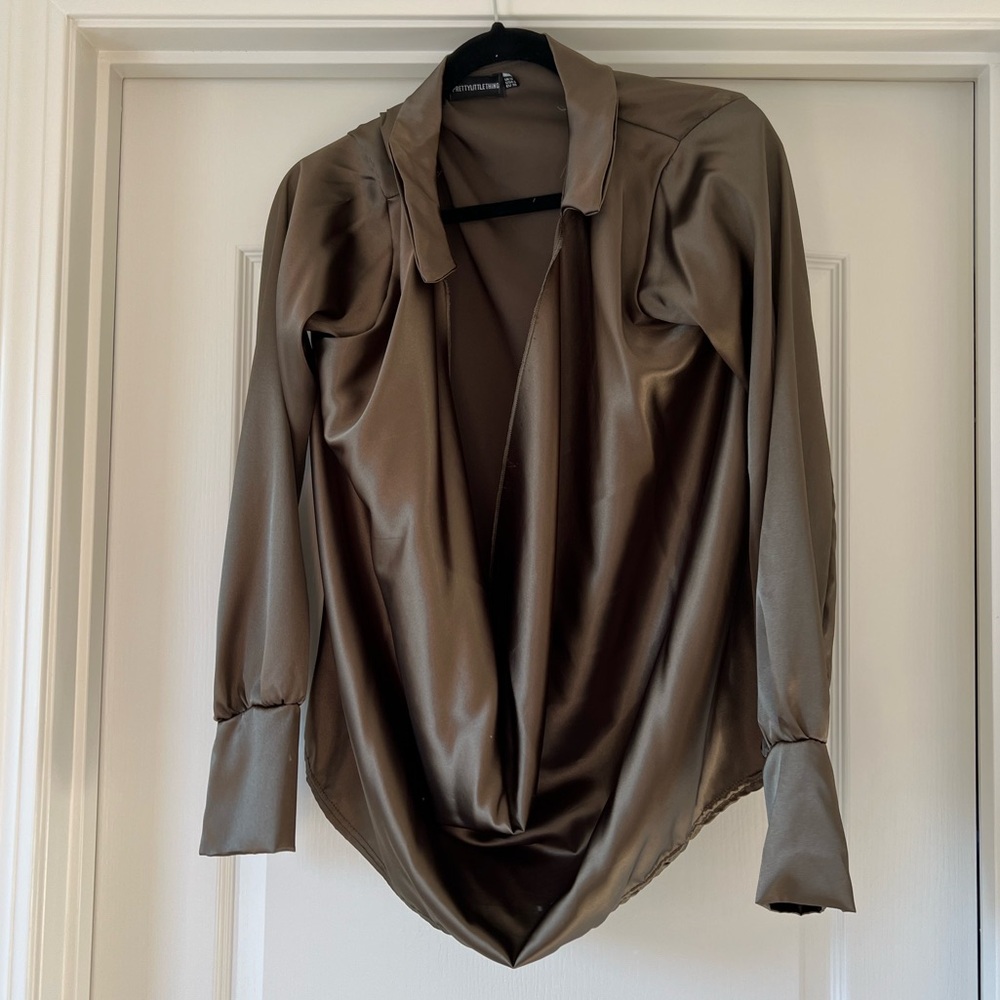 Olive Green Cowl Neck Blouse